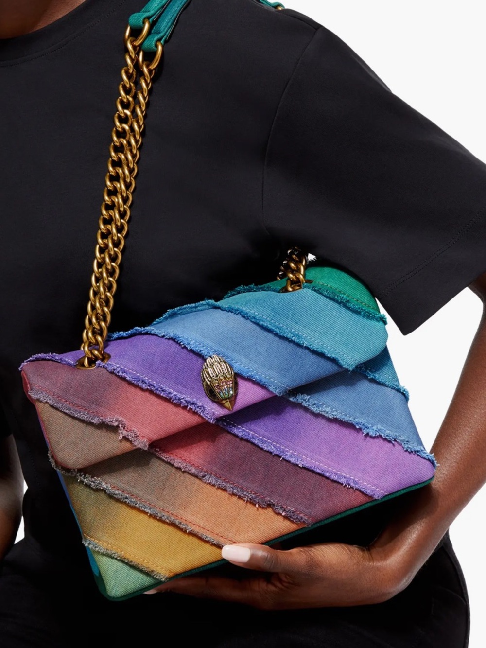 Kurt Geiger NWOT Rainbow Denim Kensington W/Dustbag - Picture 2 of 12